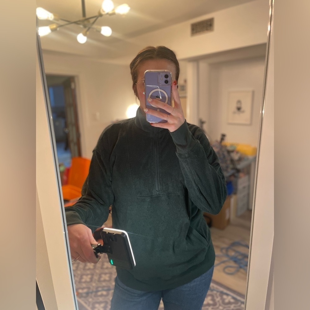 Offline by Aerie - Green Fleece Quarter Zip Sweatshirt
